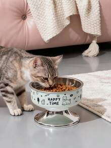 Stainless Steel Elevated Pet Bowl With Neck Protection, Anti-Slip Pad, Detachable & Washable, Large Capacity Dog Food Bowl - 300ml - View 4