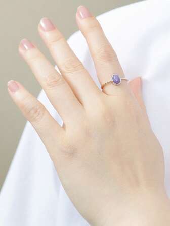 Real 925 Silver Ring Natural Crystal Citrine/Diopside Gemstone Elegant Women's Adjustable Open Bands Jewelry For Birthstone Gifts