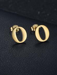 MONALLY 1对18K镀金A-Z字母耳钉，不锈钢材质，低过敏性，优雅日常佩戴饰品，完美礼物 - 耳環 - 查看 19