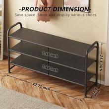 Shoe Rack 3 Tier Long Storage Organizer Wide Metal Shoe Shelf Closet Entryway Black - 3 Tier + Black - View 3
