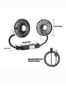 1pc USB Car Seat Fan, Dual-Head Car Seat Cooler Fan, Auto Back Seat Fan, Adjustable LED Light, 3-Speed 360° Rotatable Car Vent Fan With Strong Airflow, Easy Installation, Providing Better Air Circulation, Silicone Hose Design, Suitable For Sedan SUV RV Truck - View 8