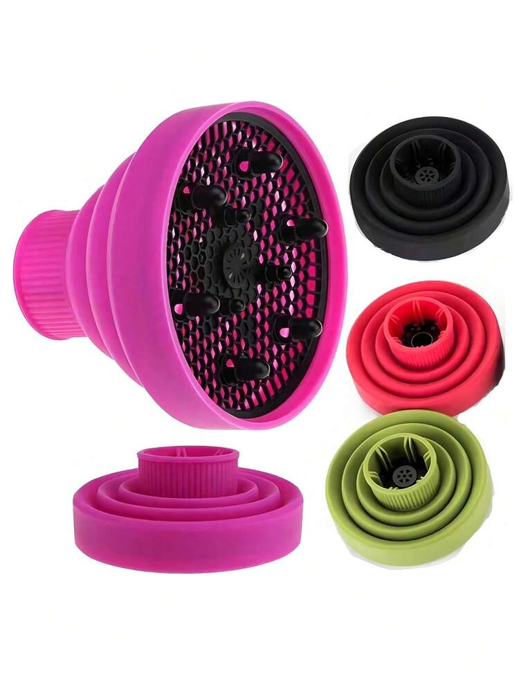 1 pieza Difusor plegable para secador de pelo, color negro, se ajusta a boquillas de secador de 1.575-1.968 pulgadas (4-5 cm), seca el cabello rápidamente y lo protege, herramienta esencial para el hogar y el salón, gran regalo - Negro - Añade 6