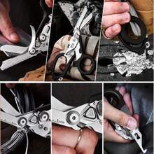 6-In-1 Multifunctional Stainless Steel Scissors - Foldable Design With Built-In Window Breaker And Ruler. Durable, Sturdy And Reliable, Ideal For Home Improvement, Outdoor Activities, Household Chores, Kitchen Use, Gardening, Cutting, Seatbelt Cutting And Emergency Situations. Your Reliable Outdoor Companion! Scissors, Cutting Tool, Folding Knife, Sewing Shears, Kitchen Accessory, Tool, Work Tool, Men's Tool, DIY Tool - Black - View 6