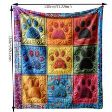 Soft Cashmere Blanket Festive Colorful Plush Dog Paw Pattern Throw Blanket For Couch Bed Living Room Decor - Multicolor - View 5