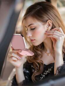 LED Makeup Mirror, Portable Mini LED Makeup Mirror, USB Rechargeable Tabletop LED Lamp Travel Vanity Mirror, Foldable Mirror, Suitable For Vanity Or Dorm, 3 Lighting Modes - White, Natural, Warm, Dimmable, USB Rechargeable Portable Foldable Tabletop Makeup Mirror, Foldable Vanity Mirror, Suitable For Dorm, Travel, Makeup, Office, Bedroom, Best Gift For Women - Multicolor - View 5