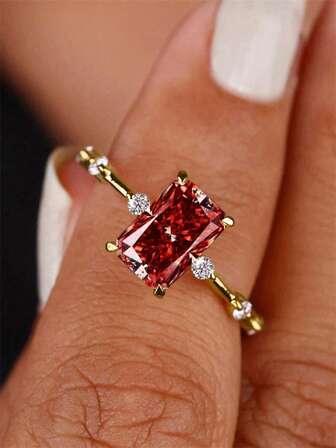 1 PC Fashion Cubic Zirconia Ring For Women For Wedding Engagement Party Jewelry Valentine's Day Gift