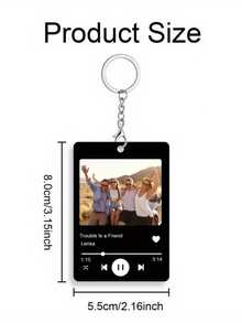 1pc Customized Photo & Song Title Acrylic Keychain, Fashionable Design, Suitable For Music Lovers, Anniversary, Birthday, Wedding, Personalized Gift, High-Quality Accessory - Multicolor - View 3