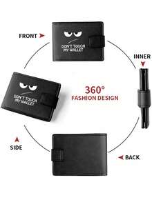Fashionable Faux Leather Wallet - Compact Zipper Card Holder With Coin Pouch, Snap Closure Card Case, "Don't Touch My Wallet" Design, Ideal For Daily Use - one-size - View 2