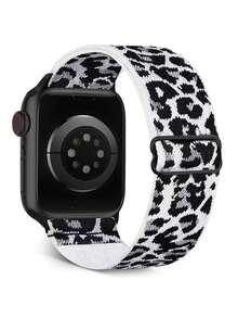 St.Siabe 1条装可调节弹性尼龙表带，尺寸可选38mm、40mm、41mm、45mm、44mm、42mm、49mm，柔软舒适透气，适用于S10/9/SE/8/7/6/5/4/3/2/1智能手表配件 - 白豹紋 - 查看 20