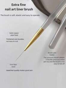 5支/套日式极简美甲网格笔和线条笔套装，美甲沙龙专属手绘笔，适用于美甲彩绘、线条绘制、渐变、钩编和UV凝胶美甲刷 - 彩色 - 查看 5