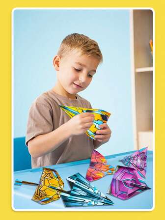 36pcs Colorful Origami Airplane DIY Model Kit, Fun Arts & Crafts For Boys & Girls Aged 5-8 And 9-12, Foldable For Indoor And Outdoor Activities