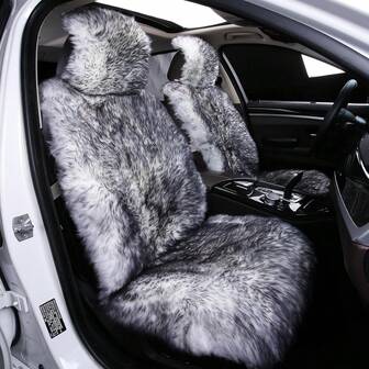 Warm Car Seat Cover, Fluffy Soft Long Plush Front Seat Protector, Universal Fit For Most Sedans, SUVs, Trucks And Small Airbag Compatible, Great Gift For Wife, Husband Or Friends (Front Single Seat)