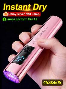 XEIJAYI 1pc Handheld Nail UV Light With Screen Display, Suitable For Gel Manicure, Mini Nail Lamp, Portable LED Nail Dryer, USB Nail Curing Machine, Quick Curing Nail & Foot Care Tool - Pink - View 6