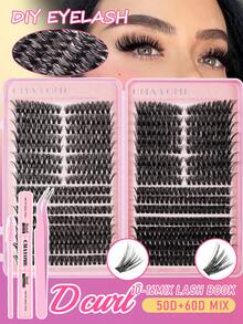 Bộ 608/544 cụm mi giả DIY, độ dài hỗn hợp 10-16mm, 30D+40D/50D+60D/80D+100D, dung tích lớn, vẻ ngoài tự nhiên và mi giả siêu mềm, thích hợp trang điểm hàng ngày, du lịch, tiệc tùng, lễ hội và làm quà tặng cho mẹ hoặc bạn bè - Hồng - Xem 14