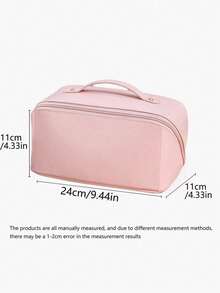 Flower Pattern Name Customized Cosmetic Bag, Zipper Design Large Opening Cosmetic Bag, Reusable Cosmetic Bag, Cosmetic Bag Skin Care Kit Cosmetic Bag Packaging Box, Travel Necessities Cruise Necessities Dormitory Necessities, Wedding Bridesmaid Gifts - Multicolor - View 5