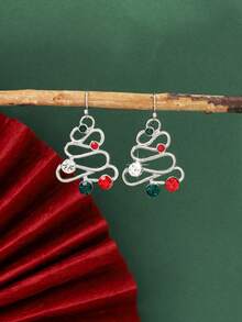 1 Cặp bông tai cây thông Noel rỗng sáng tạo phong cách Châu Âu & Mỹ, thời trang, dễ thương, trang sức quà tặng Giáng sinh thanh lịch dành cho nữ - Nhiều màu - Xem 4