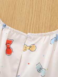 Rochie de vară pentru fete, casual, la modă, cu imprimeu de fluturi colorat și broderie florală, fără mâneci, cu model felinar - Caisă - Vizualizare 5