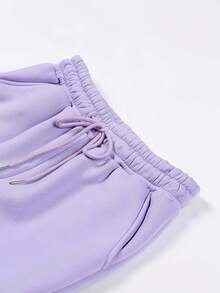 Women'S Fleece-Lined Hoodie & Printed Sweatpants Set , Machine Washable, Pocket Detail, Comfortable Warm  Women'S Fleece-Lined Hoodie & Printed Sweatpants Set - Oversized V-Napkin Hoodie With "NO WORRIES GOD GOT ME" Print, Fleece-Lined Pants, Machine Washable Winter Warmth, Pocket Detail, Cozy Casual Outfit For Fall/Winter, Faith-Inspired Casual Wear  Conjunto Deportivo Sport Outfit Women  Athletic Sets Women  Women's Winter Clothing Of Women's Winter Clothing Women's Winter Fashion Women's Winter Promotion Of Women's Winter Clothing Christmas  Ugly Christmas Sweater Women Curve - 紫色 - 查看 7