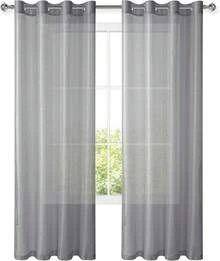 Hiasan Set Of 2 Sheer Voile Curtains Living Room With Eyelets Curtains Panel Curtains Transparent Airy Decorative Curtain For Bedroom 240 X 140 Cm (H X W) White - Dark Grey - View 8