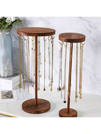 Disassembled Solid Wood Round Bracelet And Anklet Display Stand, Jewelry Organizer For Necklaces And Sweater Chains, Detachable Solid Wood Round Bracelet, Necklace And Hair Accessories Display Stand. The Detachable Jewelry Organizer Is Ideal For Displaying Bracelets, Necklaces, And Sweater Chains With Maximum Visual Effect.