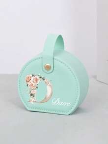 1pc Custom Jewelry Bag, Personalized Travel Jewelry Box, Custom Name And Birth Flower Jewelry Box Small Square Earrings Organizer With Handle Bridesmaid Wedding Gift Box For Sisters And Friends, Birthday, Wedding, Mother's Day, Valentine's Day, Party, Custom Small Gifts,Multi-Functional, ,Ornamental,Reusable,Exquisite,Stylish,High-Qu - Multicolor - View 16