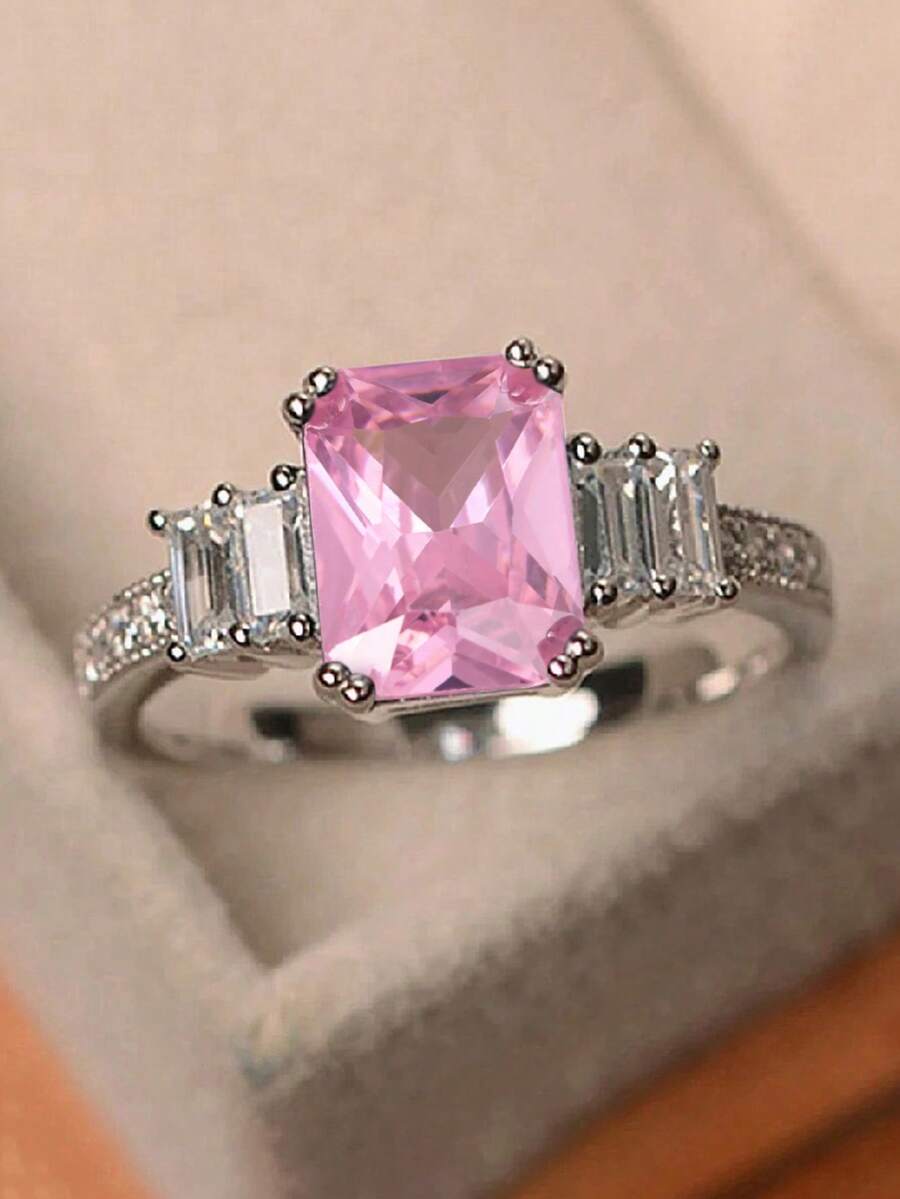 1 PC Elegant Cubic Zirconia Ring For Women For Wedding Engagement Anniversary Party Jewelry Valentine's Day Gift - 1# - View 1