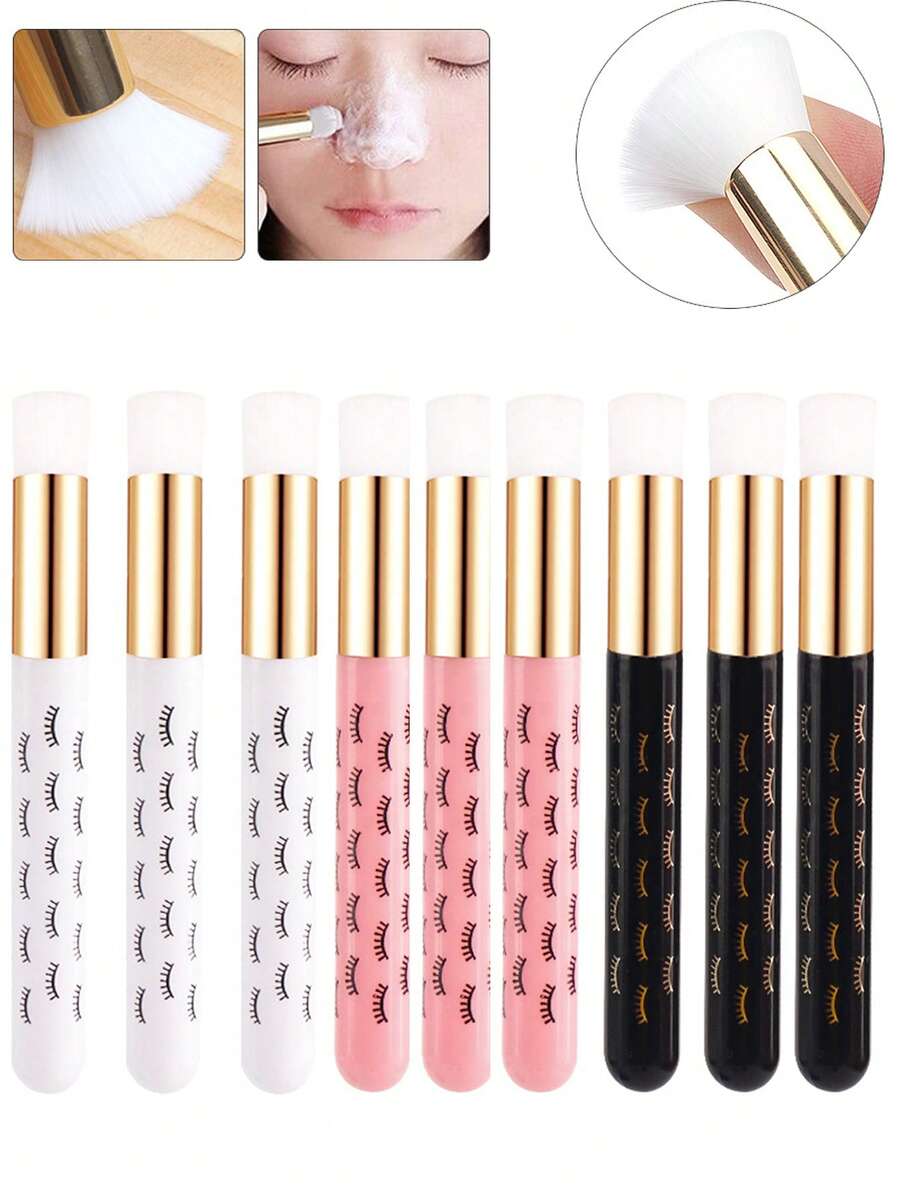 9件套睫毛清洁刷-面部清洁刷-睫毛嫁接清洁刷-睫毛洗发刷（适用于睫毛嫁接）撕拉式鼻毛孔黑头去除器化妆工具