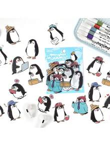 1pc Animal Fantasy, Cute Pet Animal Student Planner Sticker, Die-Cut Collage Penguin, Cow, Songbird Sticker - Sticker - View 4
