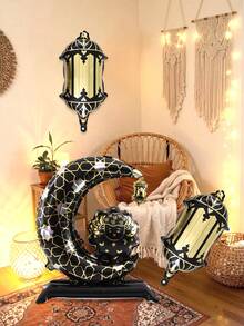 3pcs Ramadan Standing Moon Sheep Balloon Set, Includes Standing Moon Sheep - Black, Eid Hanging Lantern Balloon - Black, Suitable For Ramadan Party Supplies, Ramadan Kareem, Ramadan Mubarak, Eid Mubarak - Multicolor - View 7