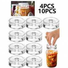 4pcs/10pcs Fermentation Glass Weights With Easy Grip Handle, Suitable For Wide Mouth Mason Jars