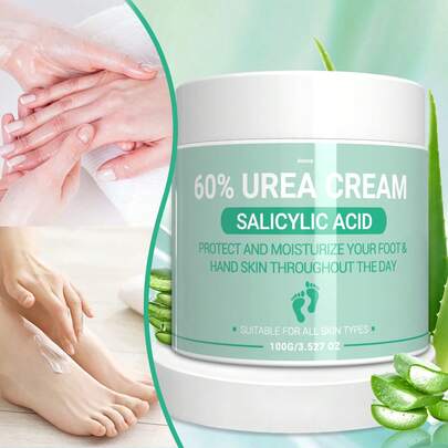 Kem Urea 60% cho chân hiệu quả tối đa, Kem Urea 60% cho chân + Axit Salicylic, Phục hồi da khô và hư tổn, Làm mịn và sáng da, Tẩy tế bào chết, Phù hợp với mọi loại da - 100G
