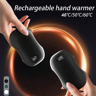 1个USB可充电暖手宝 - 3600mAh，可重复使用，便携式口袋暖手宝，男女通用，户外露营和狩猎的理想之选