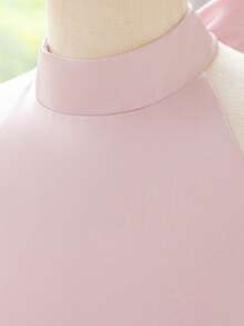 Sleeveless Halter Backless Bow Satin Puffy Elegant Birthday Party Princess Dress For Girls, Suitable For Important Occasions, Festivals, Runway, Does Not Include Headband - Dusty Pink - View 7