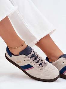 Zapatillas bajas de ante para mujer Big Star SS274680 HI-POLY SYSTEM de cuero natural transpirable, color verde gris - Gris - Ver 8