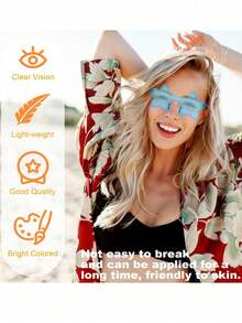 12 piezas Gafas de fiesta con forma de estrella sin marco, gafas de color de caramelo transparente de moda, recuerdos de fiesta, adecuadas para fiestas de piscina, fiestas de playa, fiestas de San Valentín, fiestas de verano, fiestas de cumpleaños, carnavales, eventos divertidos o regalos de fiesta, suministros para fiestas de Navidad, regalos de Navidad (Azul) - Multicolor - Ver 7