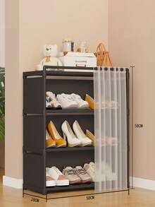 4/6/7/8 Tier Space Saving Shoe Rack With Curtain, Fashionable Multi-Layer Storage Design, Suitable For Home, Hotel, Dorm, Living Room, Balcony, Entryway - Multicolor - View 6