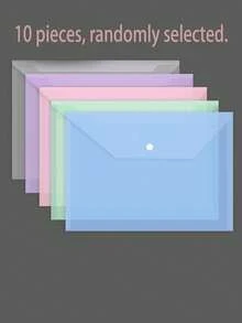 10/5/1pc A4 Plastic File Bag - Thickened File Bag, Transparent Snap Data Student File Storage Bag, A4 File Bag, Pp Transparent Plastic Snap File Bag, Plastic File Bag, Macaron Color Waterproof Data Bag, Office Folder | Fashionable File Storage | Waterproof PP Material Suitable For Students And Office Use