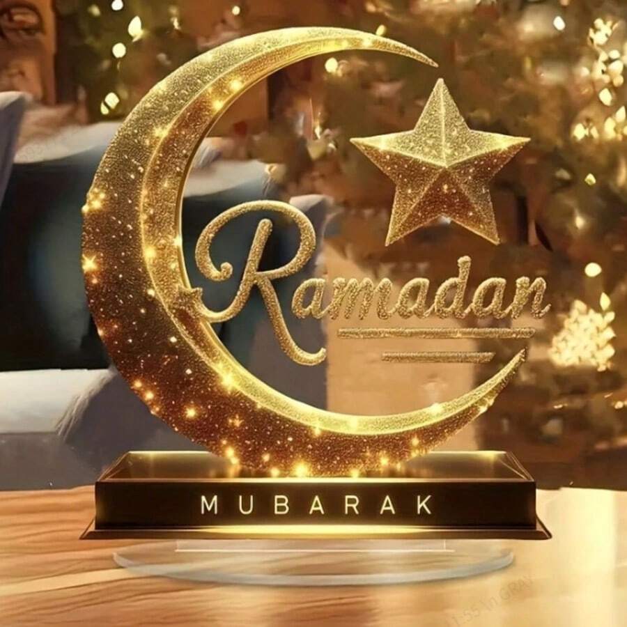 2D水晶装饰品，以斋月新月为主题，伊斯兰信仰风格，适用于斋月、复活节、橱窗展示，是理想之选。 - 彩色 - 查看 1