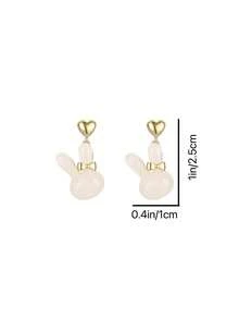 1 Pair Cute Easter Bunny Heart Dangle Earrings, Suitable For Women To Wear In Any Occasion - Gold - View 6