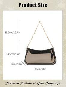 Fashion Contrasting Border Transparent Splicing Vacation Chain Shoulder Bag, Chain Decor Clear Square Bag, Waterproof, Sandproof Transparent Bag, Beach Sports Picnic Snacks Clear Purse For Women, Suitable For Shopping, Young Women, College Students, Newcomers, White-Collar Workers. They Are Very Suitable For Offices, Universities, Work, Business, Commuting, Outdoor Activities, Travel, And Outings - 彩色 - 查看 5