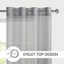 Hiasan Set Of 2 Sheer Voile Curtains Living Room With Eyelets Curtains Panel Curtains Transparent Airy Decorative Curtain For Bedroom 240 X 140 Cm (H X W) White - Dark Grey - View 3