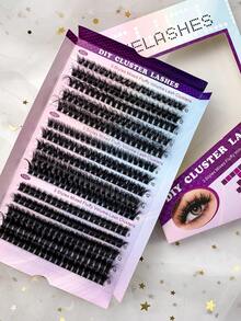 300Pcs D Curl Eyelash Extensions Fluffy 60D+80D+100D Mixed Cluster Lashes Extension Natural Look Individual Eyelashes 8-18MM Lashes Individual Cluster Suitable For Daily And Party Wear False Eyelashes Pack With Tweezers Bond And Seal - Black - View 8