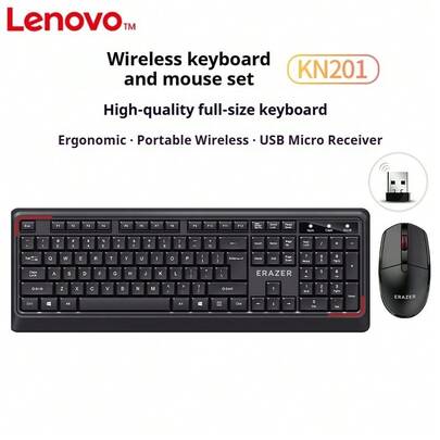  Lenovo KN201 Wireless Keyboard And Mouse Combo For Office Use (USB 2.4G, Desktop & Laptop)