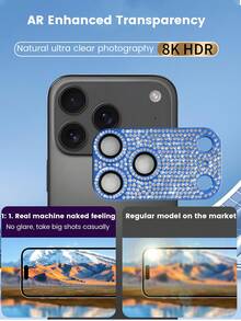 镶钻相机镜头保护膜，兼容 17/17 Pro Max/17 Pro/17 Air系列，高清，易于安装，抗冲击，耐磨，高硬度，色彩闪亮，完美贴合，适用于日常、办公、居家等各种场合。这款闪亮水晶防水防震防摔防刮花的手机摄像头保护膜，让您的手机镜头更加清晰美观。 - 深藍 - 查看 5