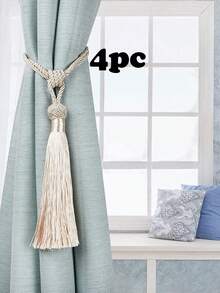 1件/2件/4件装现代简约流苏窗帘绑带,多种颜色和尺寸可选,适用于窗帘固定和装饰。 - 米色 - 查看 24