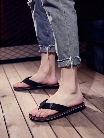 Men's Summer Beach Sandals, Casual Versatile Flip Flops, Slide Slippers, Black Thong Sandals