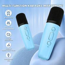Mini Karaoke Machine With 2 Mics | Bluetooth 5.0 TWS TECH (50ft Range) | Microphone With 5 Voice-Changing Effects | 7-Color LED Lights | Premium ABS Material | Portable MP3 Player For Party, 2025 Top Birthday & Christmas Gift - Blue - View 5