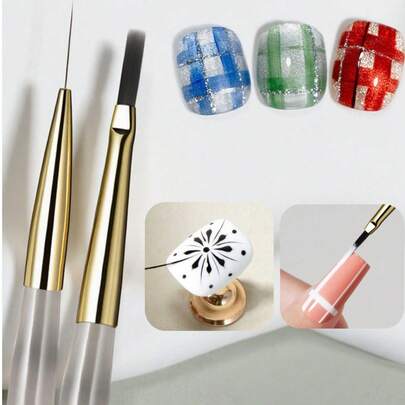5支/套日式极简美甲网格笔和线条笔套装，美甲沙龙专属手绘笔，适用于美甲彩绘、线条绘制、渐变、钩编和UV凝胶美甲刷