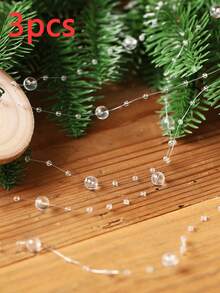 3/5pcs 1.4m Christmas Pearl Bead Garland Decoration, Christmas Tree Decoration, Circle Beaded Garland, DIY Hanging Decoration For Home, Party, Wedding, Handmade Crafts