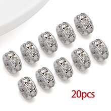 20pcs Real 18K Gold Plated Clear Crystal Rhinestone Beads Straight Flange Beads Golden Flat Round Rhinestone Bead Rondelle Crystal Metal Bead For DIY Jewelry Making - Multicolor - View 22